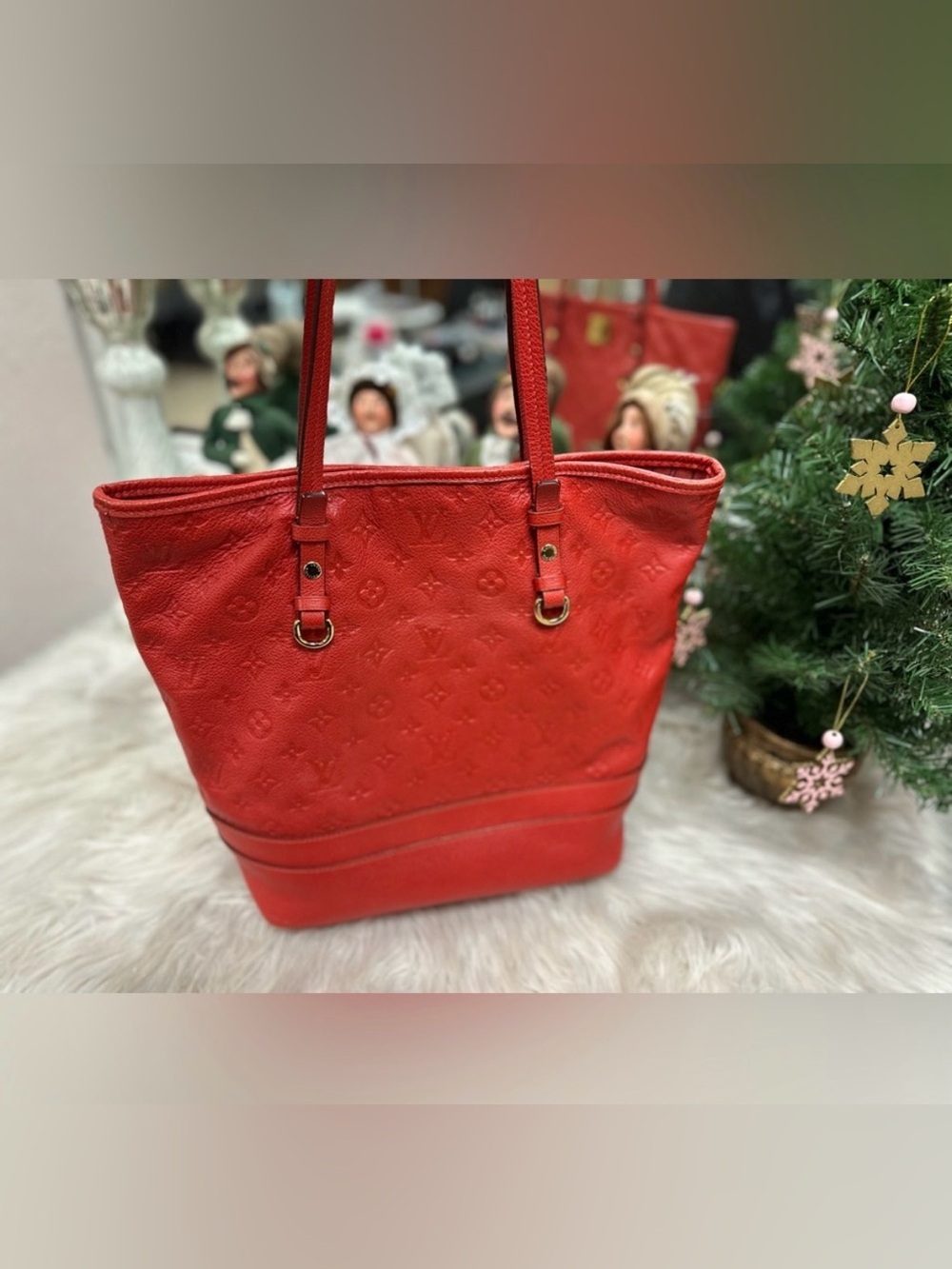 ❤️Authentic LOUIS VUITTON AH1142 Citadine PM Monogram Empreinte Tote Bag Red - Picture 4 of 16